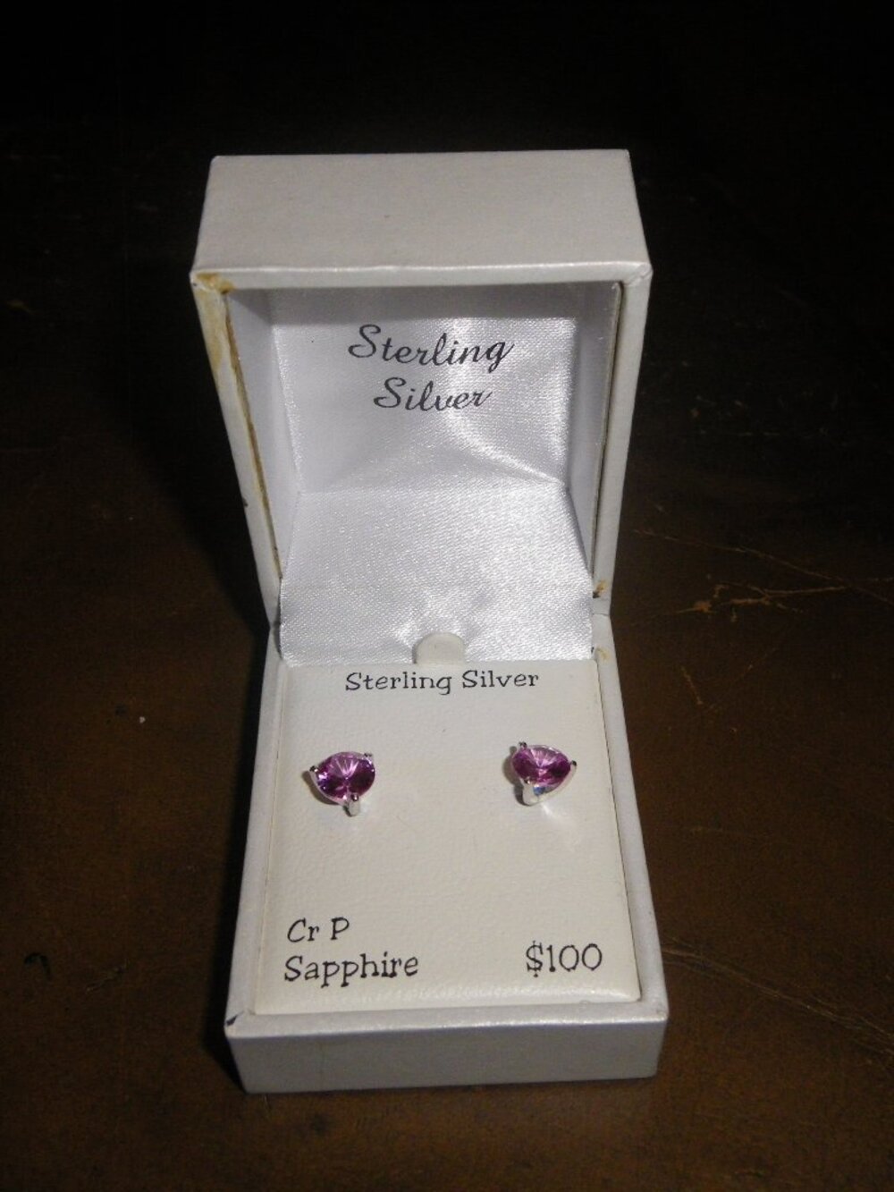 Sterling Silver & Pink Sapphire Stud Earring